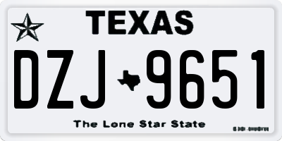 TX license plate DZJ9651