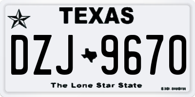 TX license plate DZJ9670