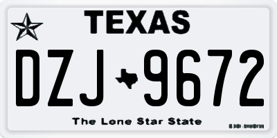 TX license plate DZJ9672