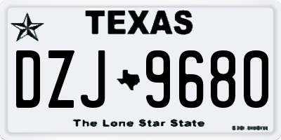 TX license plate DZJ9680