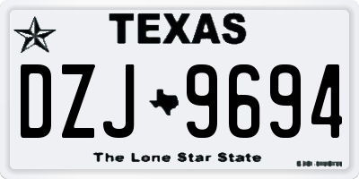 TX license plate DZJ9694