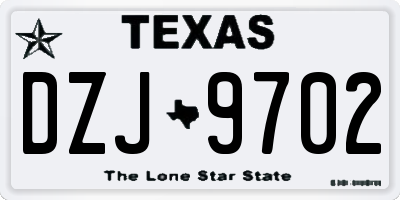 TX license plate DZJ9702