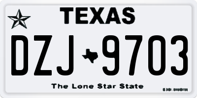 TX license plate DZJ9703