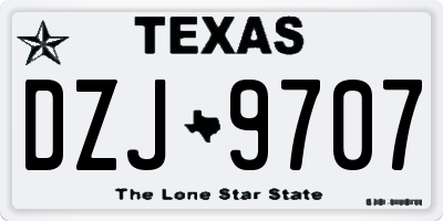 TX license plate DZJ9707