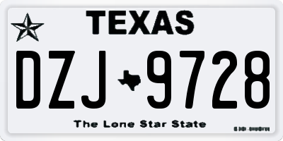 TX license plate DZJ9728