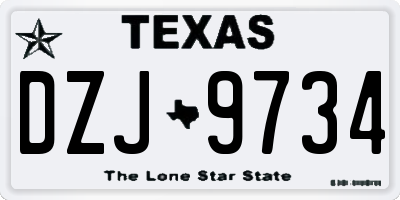 TX license plate DZJ9734