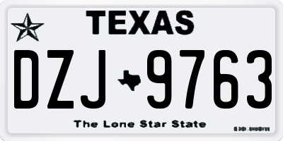 TX license plate DZJ9763