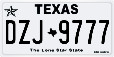 TX license plate DZJ9777