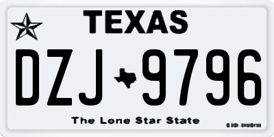 TX license plate DZJ9796