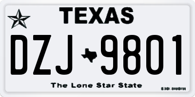 TX license plate DZJ9801