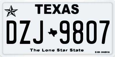 TX license plate DZJ9807