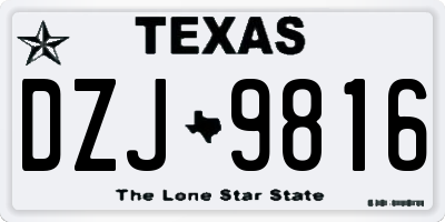 TX license plate DZJ9816
