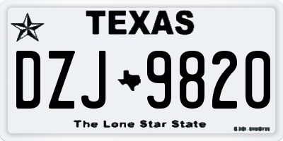 TX license plate DZJ9820