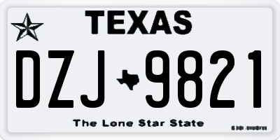 TX license plate DZJ9821