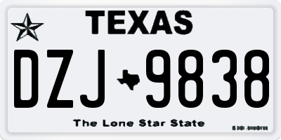 TX license plate DZJ9838