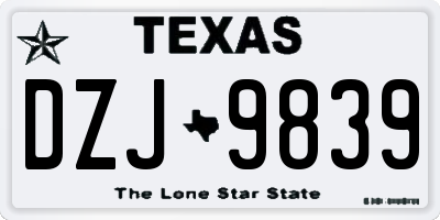 TX license plate DZJ9839