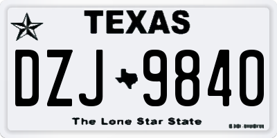 TX license plate DZJ9840