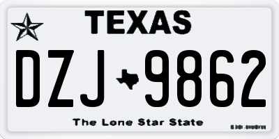 TX license plate DZJ9862