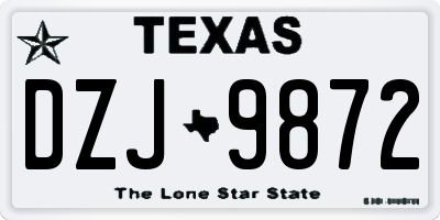 TX license plate DZJ9872