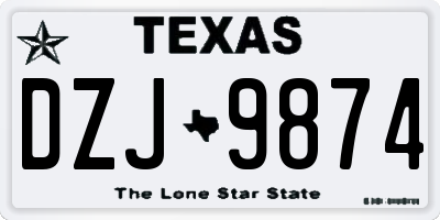 TX license plate DZJ9874