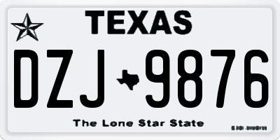 TX license plate DZJ9876