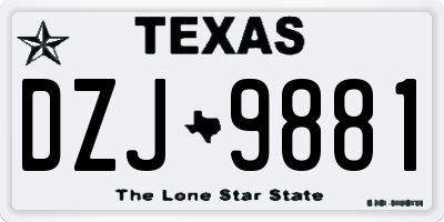 TX license plate DZJ9881