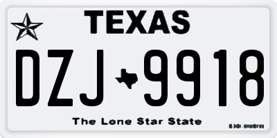 TX license plate DZJ9918