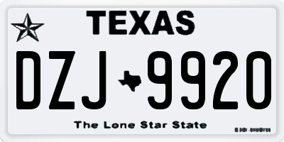 TX license plate DZJ9920