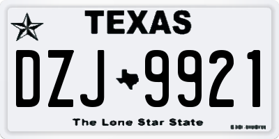 TX license plate DZJ9921