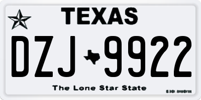 TX license plate DZJ9922