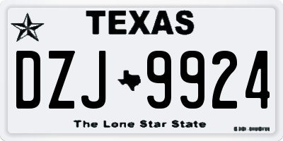 TX license plate DZJ9924