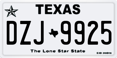 TX license plate DZJ9925