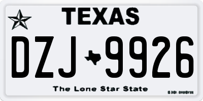 TX license plate DZJ9926