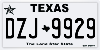 TX license plate DZJ9929