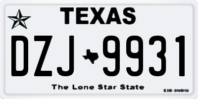 TX license plate DZJ9931
