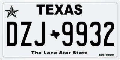 TX license plate DZJ9932