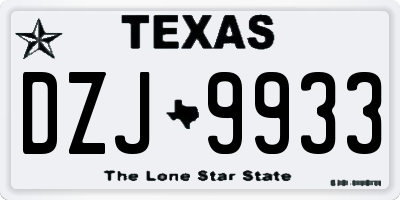 TX license plate DZJ9933