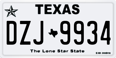 TX license plate DZJ9934