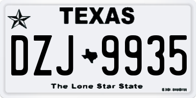 TX license plate DZJ9935
