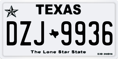 TX license plate DZJ9936