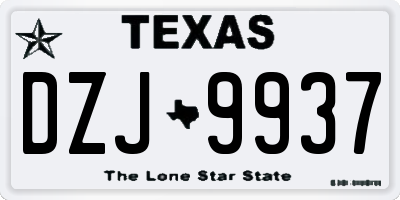 TX license plate DZJ9937