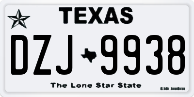 TX license plate DZJ9938