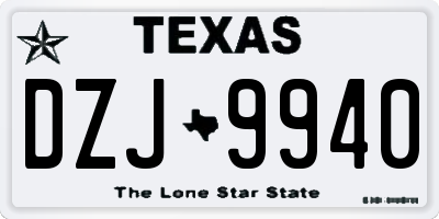 TX license plate DZJ9940