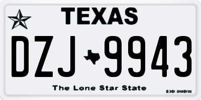 TX license plate DZJ9943