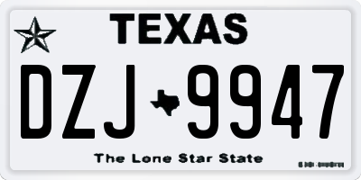 TX license plate DZJ9947