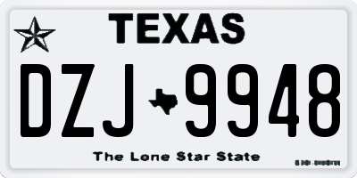 TX license plate DZJ9948