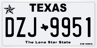 TX license plate DZJ9951