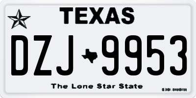 TX license plate DZJ9953