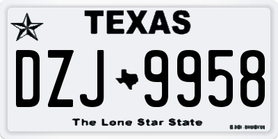 TX license plate DZJ9958