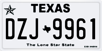 TX license plate DZJ9961